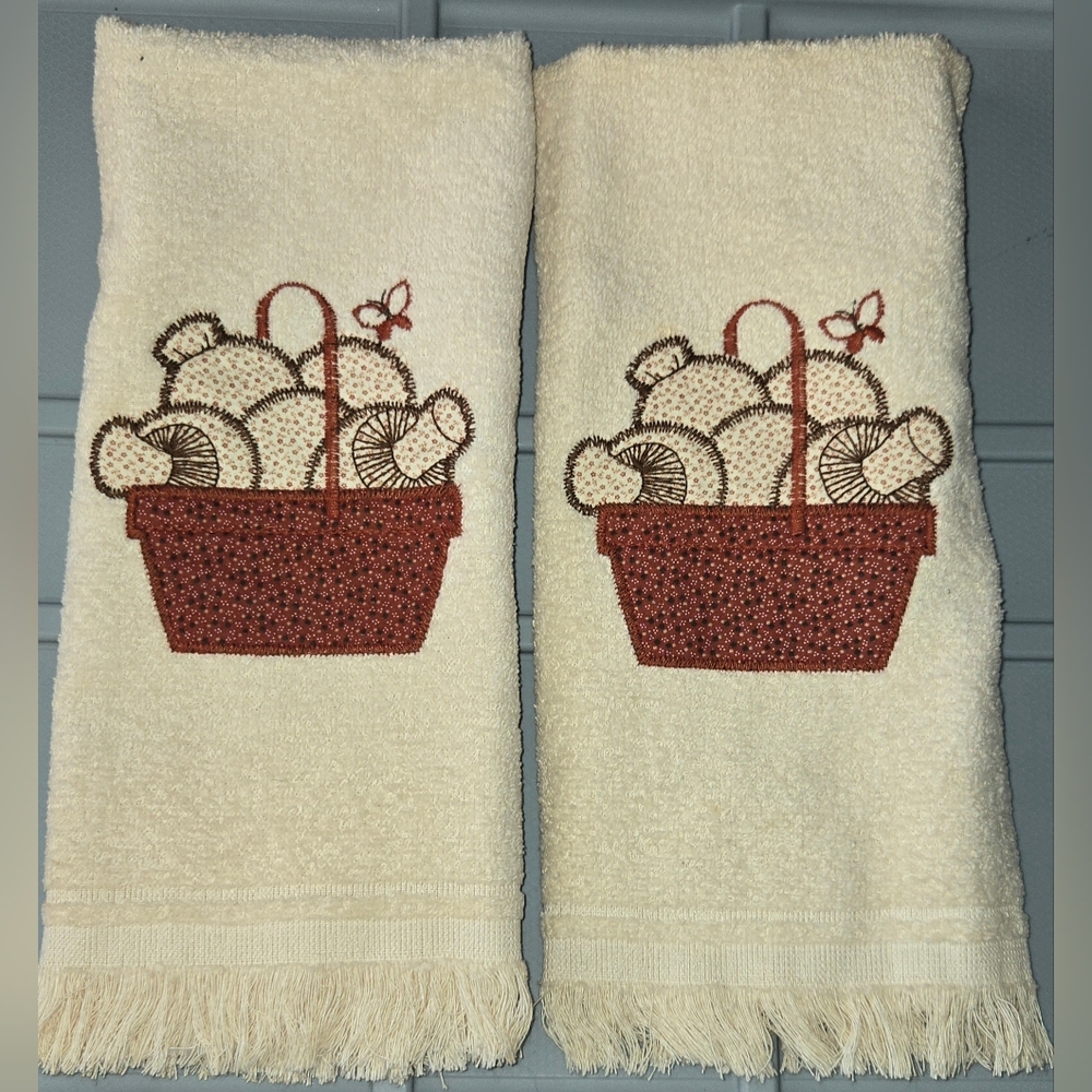 Vintage Mushroom Butterfly Hand Towels